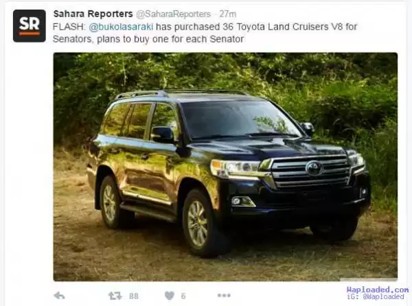 Sen Bukola Saraki allegedly buys 36 Toyota Land Cruiser for Senators